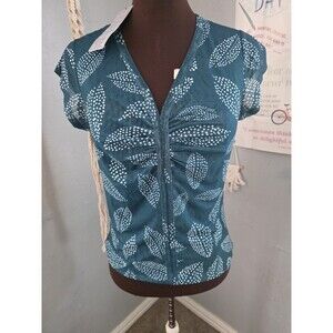 Women's NWOT Daniel Rainn Sheer Teal Leaf Top Size Medium
